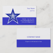 ダークブルーのスターの名刺ブルーホワイト 名刺 (正面/裏面)