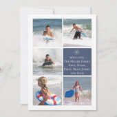 ダークブルーのスノーフレーク両面フォトカ数々のード シーズンカード (正面)