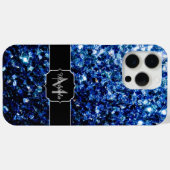 ダークブルーのスパンコールモノグラム Case-Mate iPhoneケース (裏面 (横))