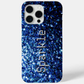 ダークブルーのスパンコール輝く あなたのテキスト Case-Mate iPhoneケース (裏面)