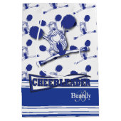 ダークブルーのチアリーダーをパーソナライズ ミディアムペーパーバッグ (正面)