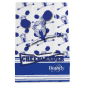 ダークブルーのチアリーダーをパーソナライズ ミディアムペーパーバッグ (裏面)