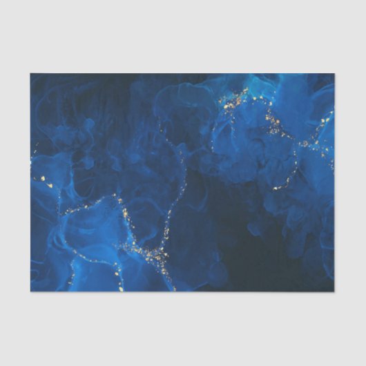 ダークブルーのテクスチャ付き背景フェイク金ゴールドグリッター 薄葉紙 (正面)