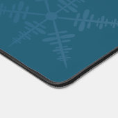 ダークブルーのデスクマットに大きな雪片 デスクマット (コーナー)