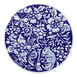 ダークブルーのネズミ昆虫ハチ樹林動物フローラ セラミックノブ