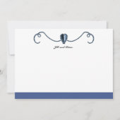 ダークブルーのハートシェイプとクラシックストライプノートCa ノートカード (正面)