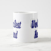 ダークブルーのハーフコーヒーマグ文字の夫 ジャンボコーヒーマグカップ (正面)