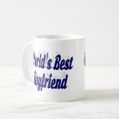 ダークブルーのハーフスクリプトを持つ彼氏 コーヒーマグカップ (正面左)