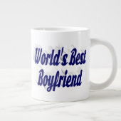 ダークブルーのハーフスクリプトを持つ彼氏 ジャンボコーヒーマグカップ (右)