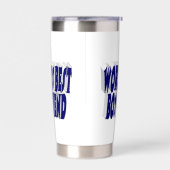 ダークブルーのハーフタイポグラフィ 保温保冷タンブラー (左面)