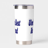 ダークブルーのハーフ文字の夫 保温保冷タンブラー (右面)