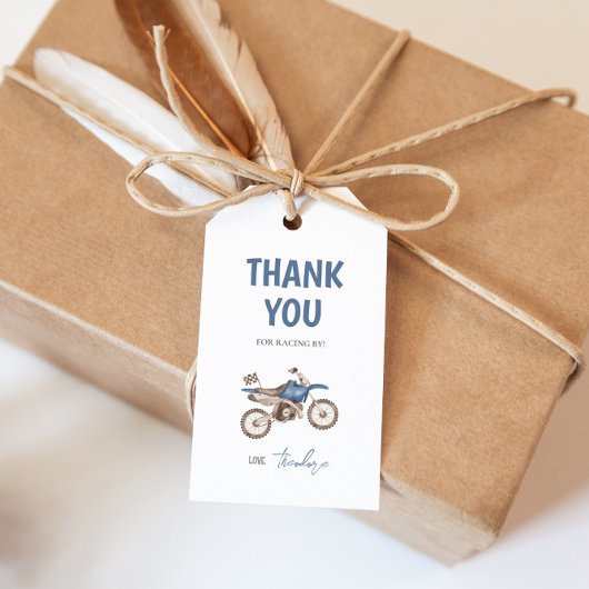 ダークブルーのバイクの誕生日ギフトタグ ギフトタグ