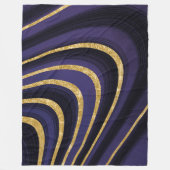 ダークブルーのパープル大理石 フリースブランケット (正面)