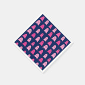 ダークブルーのピンクのハロウィーン幽霊 スタンダードカクテルナプキン (角)