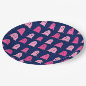 ダークブルーのピンクのハロウィーン幽霊 ペーパープレート (アングル)