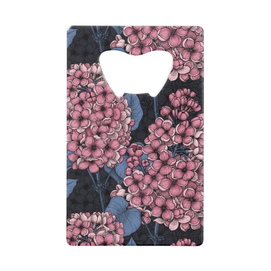 ダークブルーのピンク薄紫 クレジットカード栓抜き (正面)