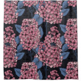 ダークブルーのピンク薄紫 シャワーカーテン (正面)