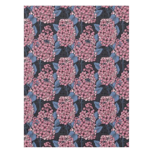 ダークブルーのピンク薄紫 テーブルクロス (正面)