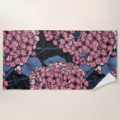 ダークブルーのピンク薄紫 ビーチタオル (正面)