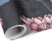 ダークブルーのピンク薄紫 ラッピングペーパー (ロールコーナー)