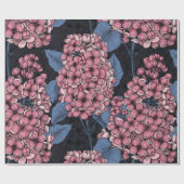 ダークブルーのピンク薄紫 ラッピングペーパー (フラット)