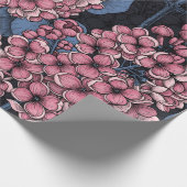 ダークブルーのピンク薄紫 ラッピングペーパー (角)