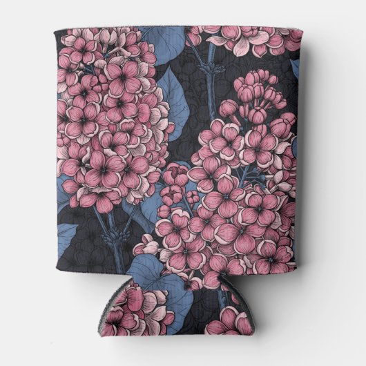 ダークブルーのピンク薄紫 缶クーラー (正面)