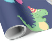 ダークブルーのフォトレディかわいいディノス ラッピングペーパー (ロールコーナー)