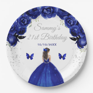 ダークブルーのプリンセスの誕生日パーティー ペーパープレート
