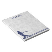 ダークブルーのベースボールシルエットパーソナライズされた名 ノートパッド (アングル)