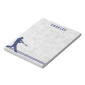 ダークブルーのベースボールシルエットパーソナライズされた名 ノートパッド (回転)