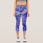 ダークブルーのホワイトネッティングのキャプリスフェイクレギンス カプリレギンス (正面)