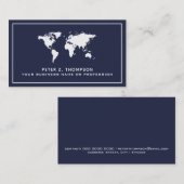 ダークブルーのホワイトワールド国際的マップ 名刺 (正面/裏面)