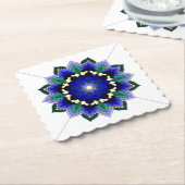 ダークブルーのマンダラパターン02紙コースター ペーパーコースター (アングル)