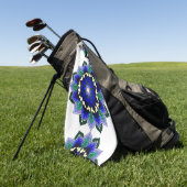 ダークブルーのマンダラパターン02 ゴルフタオル (グリーン)