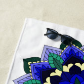 ダークブルーのマンダラパターン02 ビーチタオル (インサイチュ)