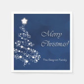 ダークブルーのメリークリスマス スタンダードカクテルナプキン (正面)