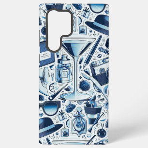 ダークブルーのモダンなコラージュデザイン SAMSUNG GALAXY S22 ULTRAケース