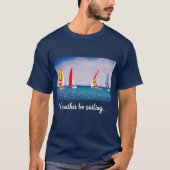 ダークブルーのヨットレースに写真を追加しよう Tシャツ (正面)