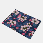 ダークブルーのリンゴの花 ドアマット (アングル)
