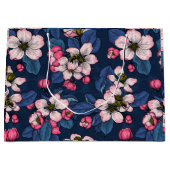 ダークブルーのリンゴの花 ラージペーパーバッグ (正面)