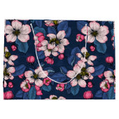 ダークブルーのリンゴの花 ラージペーパーバッグ (裏面)