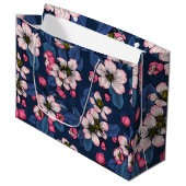 ダークブルーのリンゴの花 ラージペーパーバッグ (正面アングル)