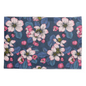 ダークブルーのリンゴの花 枕カバー (裏面)