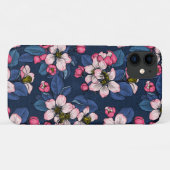 ダークブルーのリンゴの花 Case-Mate iPhoneケース (裏面(横))