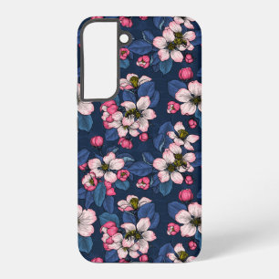 ダークブルーのリンゴの花 SAMSUNG GALAXY S22+ケース