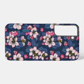 ダークブルーのリンゴの花 SAMSUNG GALAXYケース (裏面横)