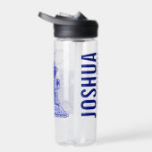 ダークブルーのレトロスチームトレインフルネーム ウォーターボトル (右面)