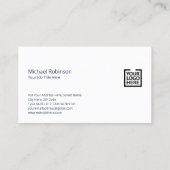 ダークブルーのロゴ付きミニマリストモノグラム 名刺 (裏面)