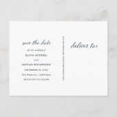 ダークブルーの世界地図 |トラベエレガントル日付を保存 案内ポストカード (裏面)